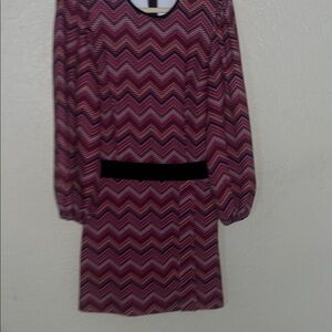 Elegant Chevron Long Sleeve Dress